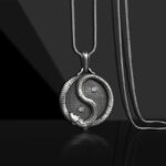 Buddha Stones Pure Tin Yin Yang Dragon Luck Strength Necklace Pendant