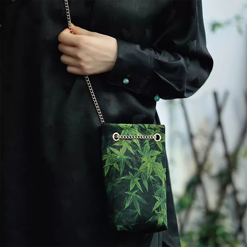041c952983e90edfc3582e025c79ae9e Buddha Stones Small Maple Leaf Persimmon Metal Chain Crossbody Bag Shoulder Bag Cellphone Bag - Image 1