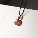 Buddha Stones Strawberry Quartz Lovely Cat Paw Claw Healing Necklace Pendant