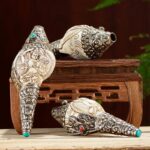 Tibetan Handmade Engraved Shankha Buddha Conch Shell Wealth Positive Decoration