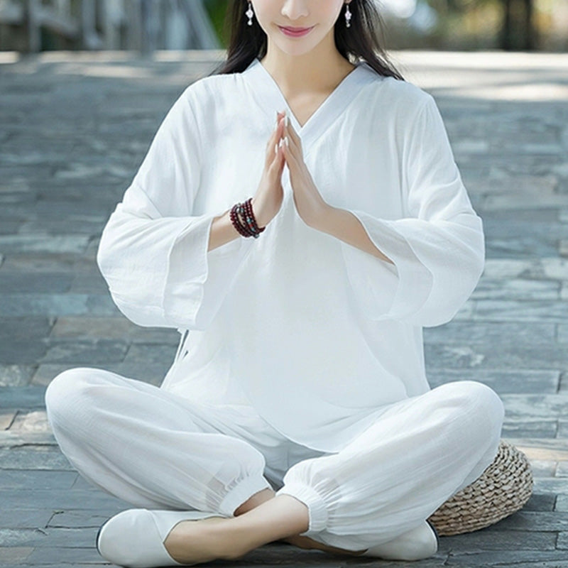 Buddha Stones Yoga Cotton Linen Clothing Uniform Meditation Zen Practice Women's Set (Extra 30% Off | USE CODE: FS30)