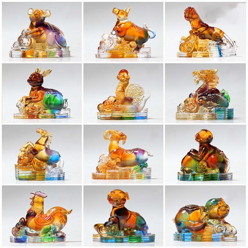 1704694459 Buddha Stones Year of the Dragon Handmade 12 Chinese Zodiac Liuli Crystal Art Piece Protection Home Office Decoration - Image 1