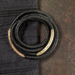 Buddha Stones Tibetan Ebony Wood Beads Copper Peace Multilayered Bracelet