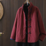 Buddha Stones Solid Color Casual Frog-button Turtleneck Cotton Linen Women's Jacket Clothing