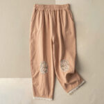 Buddha Stones Casual Lace Trim Embroidered Harem Pants With Pockets