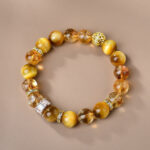 Buddha Stones Natural Tiger Eye Citrine Beads Strength Courage Bracelet