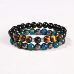 2Pcs Hematite Tiger Eye Blue Tiger Eye Powerful Bracelet Set