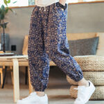 Buddha Stones Golden Mandala Pattern Drawstring Men's Harem Pants With Pockets