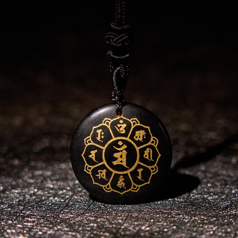 1732864381_e0361400-9a4f-456e-b11d-fcb47c51ff57 Buddha Stones Om Mani Padme Hum Natural Various Crystal Black Obsidian Strength Necklace Pendant - Image 1
