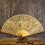 Buddha Stones Hollow Carving Suzhou Garden Tiger Hill Pattern Handheld Burmese Wood Folding Fan