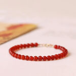 Buddha Stones Small Red Agate Ultra-thin Beads Calm Bracelet