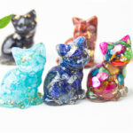 Buddha Stones Sitting Cat  Resin Gravel Pink Crystal Citrine White Crystal Lapis Lazuli Soothing Desktop Decoration