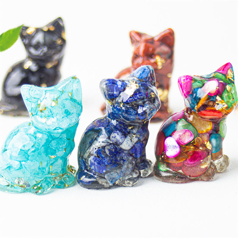 1741846346_1fd1ec28-b7c7-427d-bbf3-47152e229aab Buddha Stones Sitting Cat Resin Gravel Pink Crystal Citrine White Crystal Lapis Lazuli Soothing Desktop Decoration - Image 1
