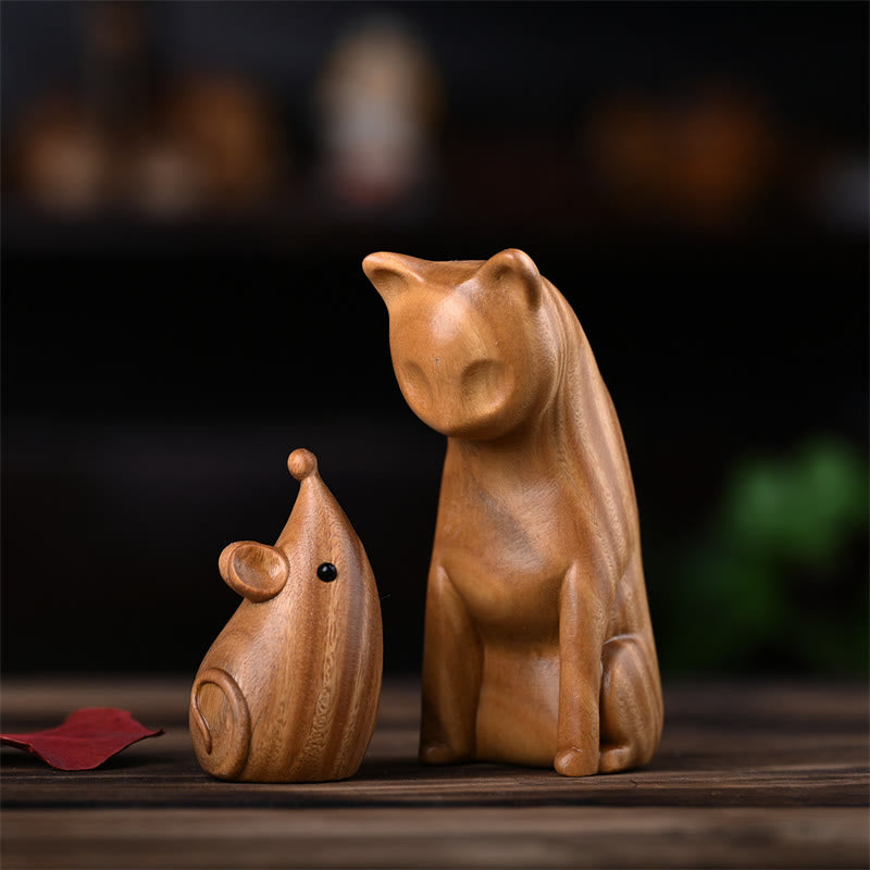 1742141631 Buddha Stones Small Cat Mouse Green Sandalwood African Red Rosewood Peace Home Decoration - Image 1
