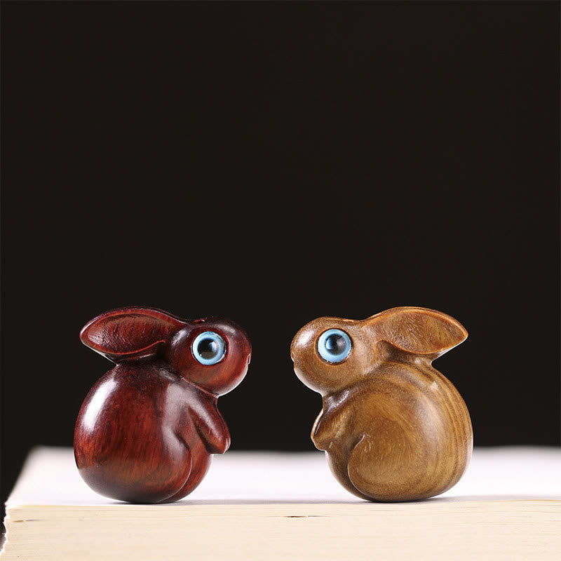 1742143571 Buddha Stones Small Leaf Red Sandalwood Green Sandalwood Lucky Mini Rabbit Relaxation Decoration - Image 1