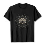 Buddha Stones Golden Lotus Flower Design Tee T-shirt