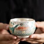 Buddha Stones Fish Lotus Seaweed Valley Mountains Pine Tree Dragon Teacup Kung Fu Tea Cup With Gift Box
