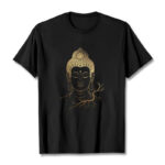 Buddha Stones Golden Meditation Buddha Head Tee T-shirt