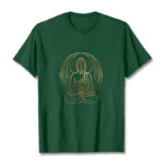 Buddha Stones Golden Meditation Buddha Halo Holding A Lotus Flower Tee T-shirt
