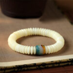 Buddha Stones Natural White Bodhi Seed Stone Wisdom Tassel Bracelet