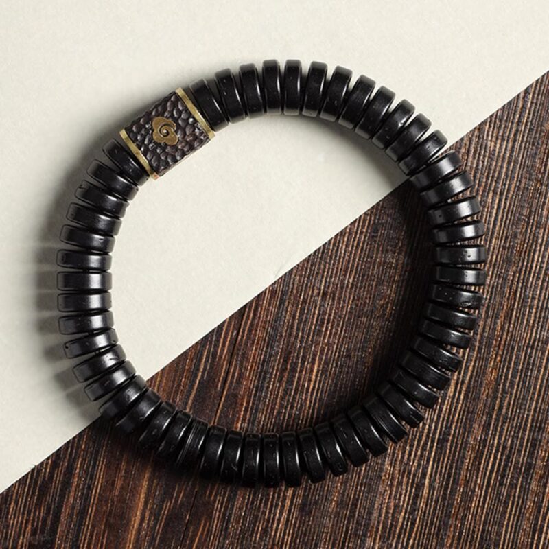 Buddha Stones Tibetan Coconut Shell Auspicious Clouds Positive Bracelet