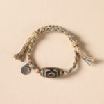 Buddha Stones Tibetan Dzi Bead Wealth Protection Braided Bracelet
