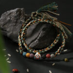 Buddha Stones Dragon Boat Festival Colorful Rope Lava Rock Fu Character Rice Dumplings Luck Braided Bracelet