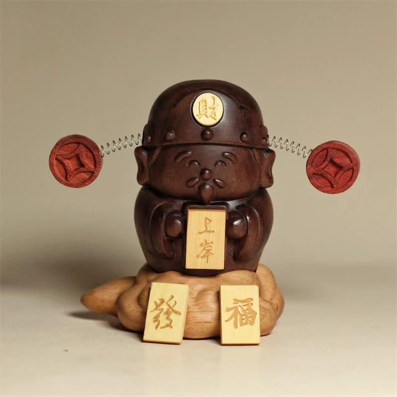 1748329101_a4bf2f08-d47a-4b39-a618-8497b660584a Buddha Stones God Of Wealth Caishen Black Walnut Beech Statue Fu Character Copper Coins Home Decoration - Image 1