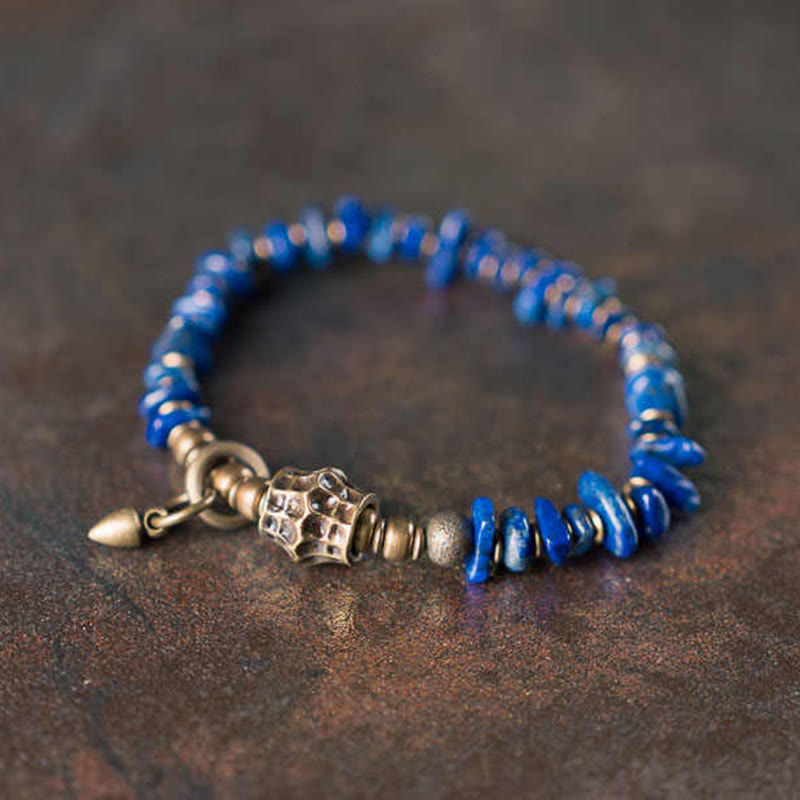 Buddha Stones Vintage Irregular Shape Design Lazurite Positive Bracelet