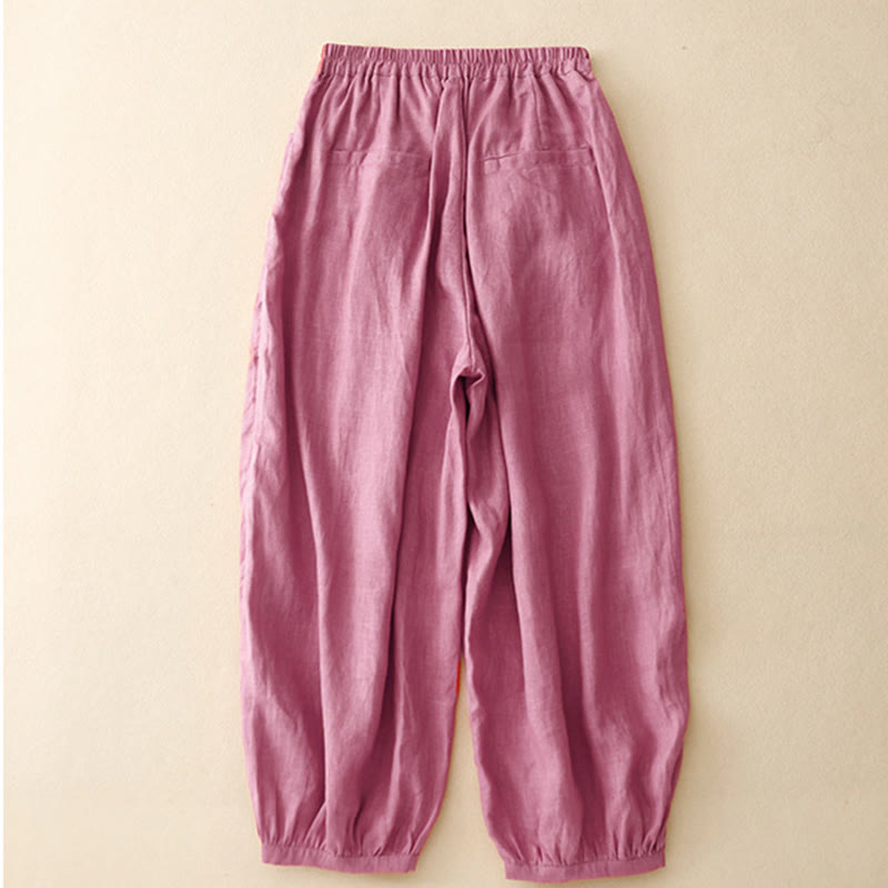 Buddha Stones Summer Commute Pure Color Women's Ankle-Length Pants With Pockets