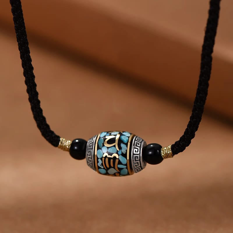 1750229275_847b7197-6141-4e9f-a9a7-ef4b8da60ffc Buddha Stones Tibet Om Mani Padme Hum Dzi Bead Pattern Protection Rotatable Necklace Pendant - Image 1