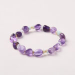 Buddha Stones Natural Irregular Amethyst Shoushan Stone White Crystal Healing Bracelet