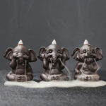 Buddha Stones Cute Elephant Purple Clay Backflow Smoke Fountain Peace Healing Incense Burner Decoration