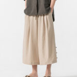 Buddha Stones Casual Loose Frog-Button Plain Men's Cotton 7-8 Length Wide Leg Pants With Pockets