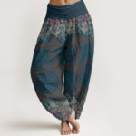 Buddha Stones Pure Cotton Casual Lycoris Radiata Mandala Pattern Women's Elastic Waist Harem Pants