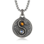 Buddha Stones Snake Yin Yang Symbol Copper Wealth Necklace Pendant