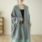 Buddha Stones Plain Long Sleeve Zen Meditation Jacket With Pockets