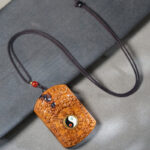 Buddha Stones Lightning Struck Jujube Wood Dragon Yin Yang Bagua Protection Necklace Pendant