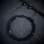 Buddha Stones Small Black Obsidian Green Aventurine Grey Jasper Tiger Eye Strength Rope Bracelet