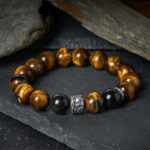 Buddha Stones Tiger Eye Silver Sheen Obsidian Meditation Buddha Head Protection Bracelet