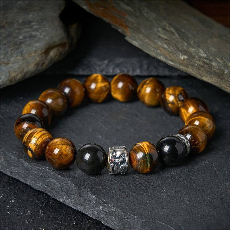 1756895740_5dc9ae5c-74e0-4255-a217-6b33b04352bb.jpg Buddha Stones Tiger Eye Silver Sheen Obsidian Meditation Buddha Head Protection Bracelet
