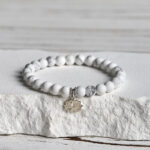 Buddha Stones 925 Sterling Silver Lotus Design Natural White Turquoise Wealth Bracelet