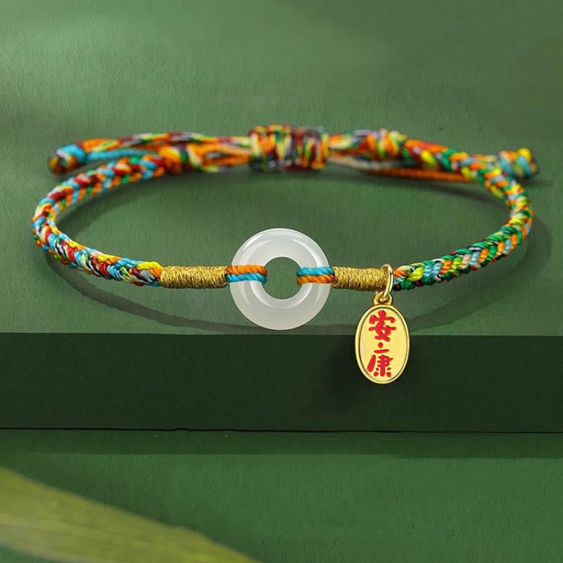 1757577856_b05f2233-74f6-42e3-978d-eef26359b1f8 Buddha Stones Handmade Peace Buckle Jade Prosperity 925 Sterling Silver Colorful Rope Bracelet - Image 1
