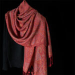 Buddha Stones Spring Red Pink Cashew Flower Geometric Stripes Pattern Tassel Cozy Scarf Shawl