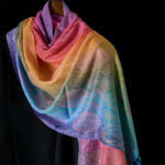 Buddha Stones Spring Colorful Gradient Cashew Flower Pattern Tassel Cozy Scarf Shawl