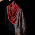 Buddha Stones Spring Cashew Flower Stripe Geometric Pattern Tassel Soft Scarf Shawl