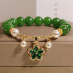 Buddha Stones Green Jasper Pearl Flower Balance Bracelet