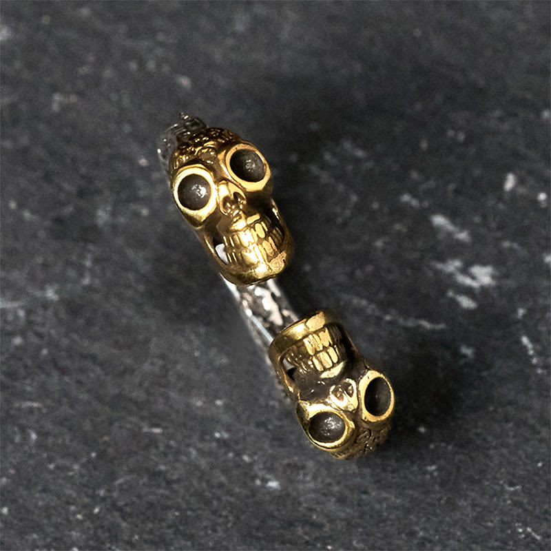 Buddha Stones The Lord Of The Corpse Forest Copper Double Skull Keep Away Evil Spirits Ring