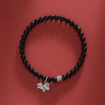 Buddha Stones Year Of The Horse 925 Sterling Silver Natural Black Obsidian Strength Bracelet