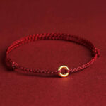 Buddha Stones Small Peace Buckle Braided String Adjustable Connection Bracelet Anklet